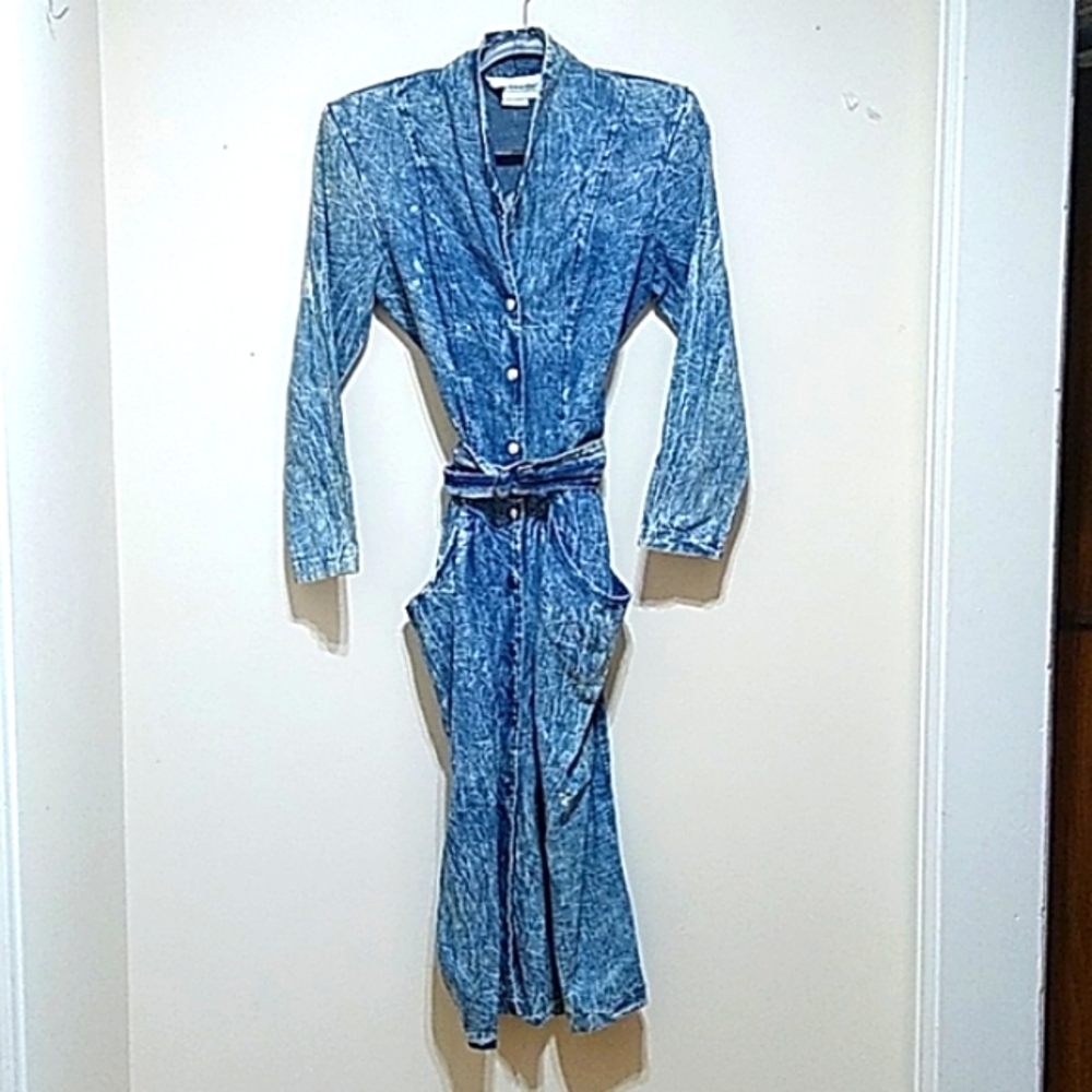 Young Edwardian Vintage Acid Wash Denim Dress